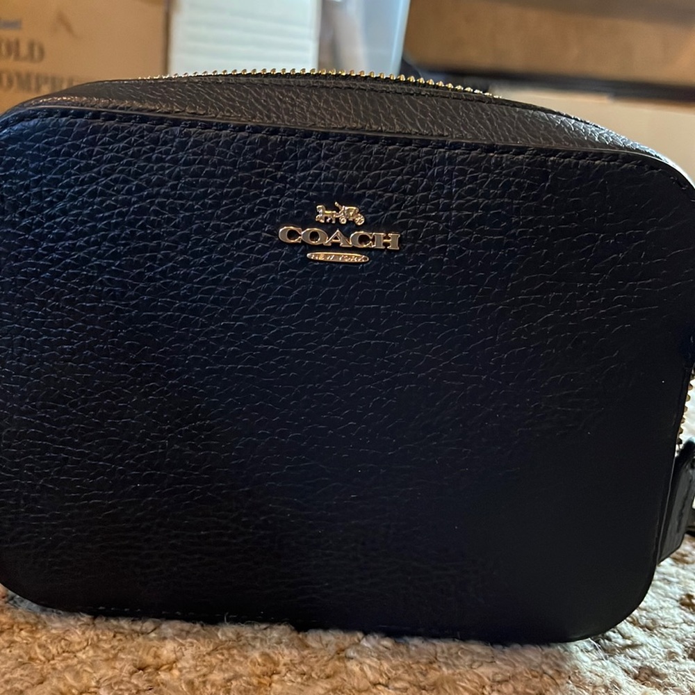Coach black leather crossbody hand bag. Never used